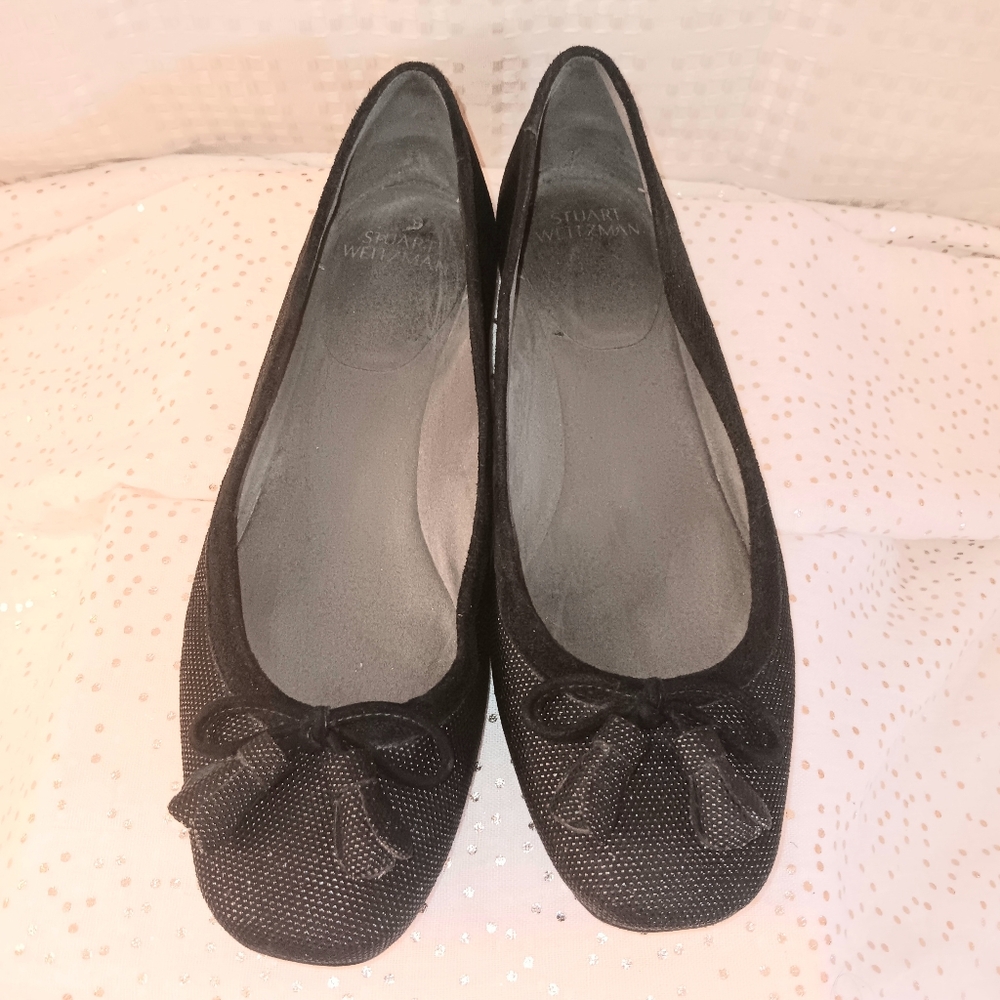 Womens Stuart Weitzman black ballet flats.